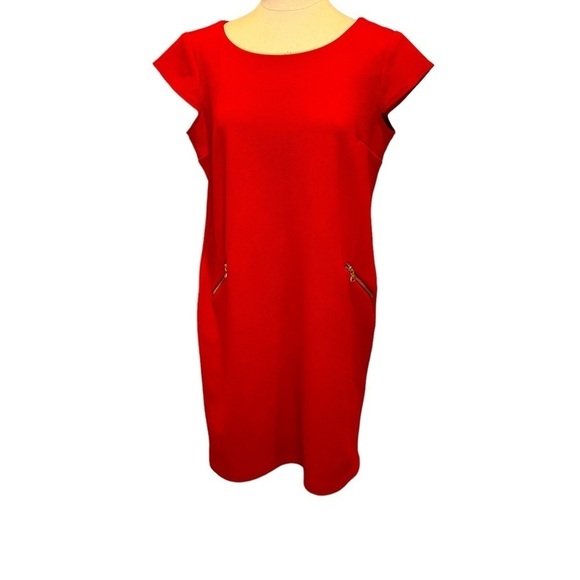 Covington Red cap sleeve midi dress size 14 - Picture 1 of 10